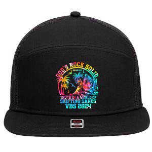 Gods Rock Solid Breaker Rock Beach Vbs 2024 Christian Gift 7 Panel Mesh Trucker Snapback Hat