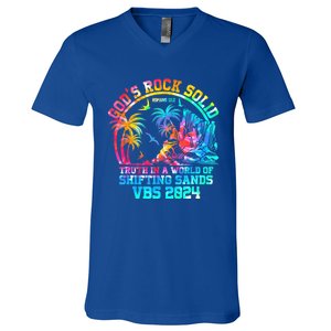 Gods Rock Solid Breaker Rock Beach Vbs 2024 Christian Gift V-Neck T-Shirt