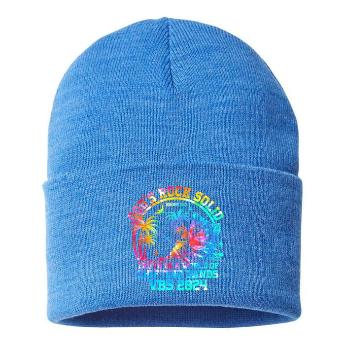 Gods Rock Solid Breaker Rock Beach Vbs 2024 Christian Gift Sustainable Knit Beanie