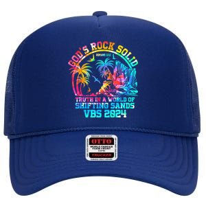 Gods Rock Solid Breaker Rock Beach Vbs 2024 Christian Gift High Crown Mesh Back Trucker Hat