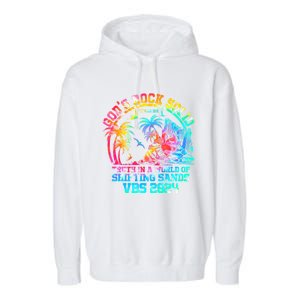 Gods Rock Solid Breaker Rock Beach Vbs 2024 Christian Gift Garment-Dyed Fleece Hoodie