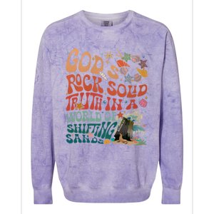 Gods Rock Solid Truth In A World Vbs 2024 Breaker Rock Beach Gift Colorblast Crewneck Sweatshirt