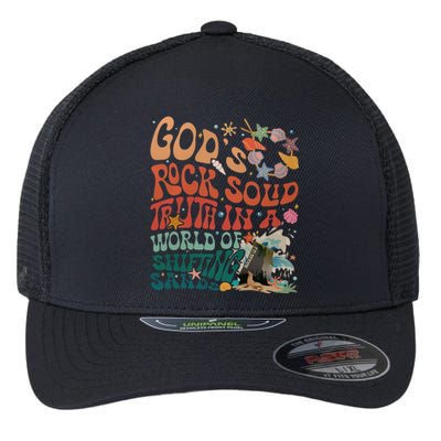 Gods Rock Solid Truth In A World Vbs 2024 Breaker Rock Beach Gift Flexfit Unipanel Trucker Cap