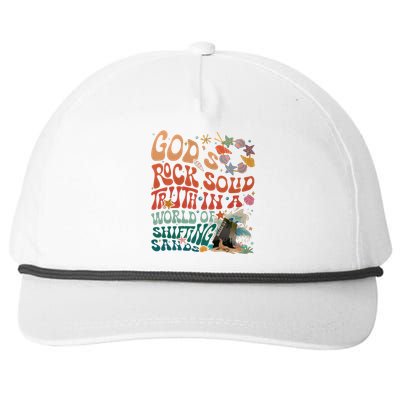 Gods Rock Solid Truth In A World Vbs 2024 Breaker Rock Beach Gift Snapback Five-Panel Rope Hat