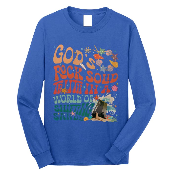 Gods Rock Solid Truth In A World Vbs 2024 Breaker Rock Beach Gift Long Sleeve Shirt