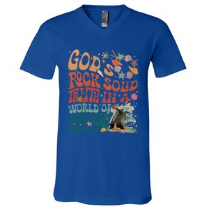 Gods Rock Solid Truth In A World Vbs 2024 Breaker Rock Beach Gift V-Neck T-Shirt