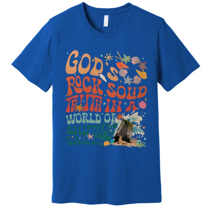 Gods Rock Solid Truth In A World Vbs 2024 Breaker Rock Beach Gift Premium T-Shirt