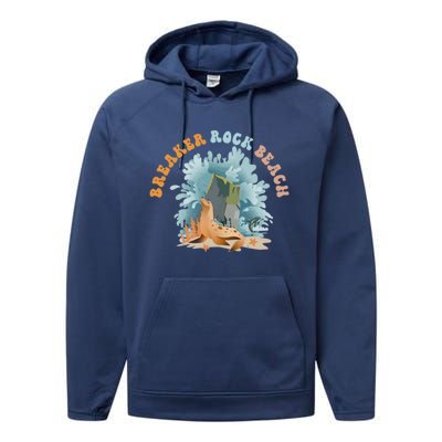 GodS Rock Solid Breaker Rock Beach Vbs 2024 Christian Gift Performance Fleece Hoodie