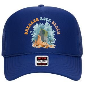 GodS Rock Solid Breaker Rock Beach Vbs 2024 Christian Gift High Crown Mesh Back Trucker Hat