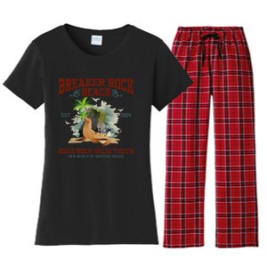 GodS Rock Solid Beach Vbs 2024 Retro Breaker Rock Beach Gift Women's Flannel Pajama Set