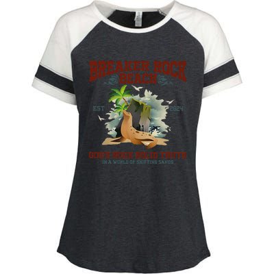 GodS Rock Solid Beach Vbs 2024 Retro Breaker Rock Beach Gift Enza Ladies Jersey Colorblock Tee