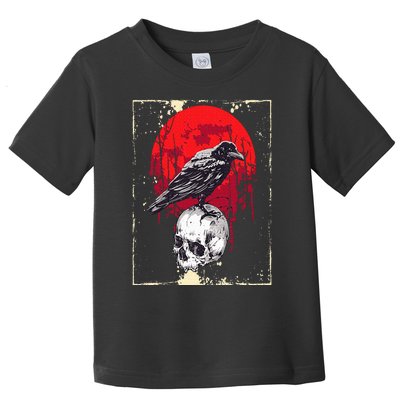 Gothic Raven Skull Red Moon Black Crow Toddler T-Shirt