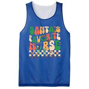 Groovy Retro SantaS Favorite Nurse Christmas Rn New Nurse Meaningful Gift Mesh Reversible Basketball Jersey Tank