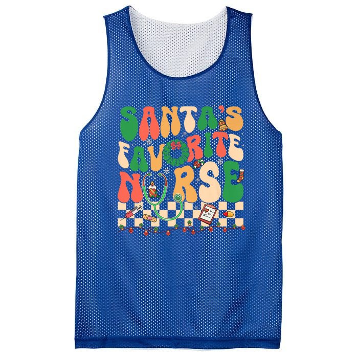 Groovy Retro SantaS Favorite Nurse Christmas Rn New Nurse Meaningful Gift Mesh Reversible Basketball Jersey Tank