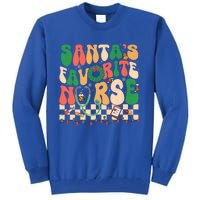 Groovy Retro SantaS Favorite Nurse Christmas Rn New Nurse Meaningful Gift Tall Sweatshirt