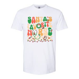 Groovy Retro SantaS Favorite Nurse Christmas Rn New Nurse Meaningful Gift Softstyle CVC T-Shirt