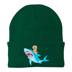 Goldendoodle Riding Shark Knit Cap Winter Beanie