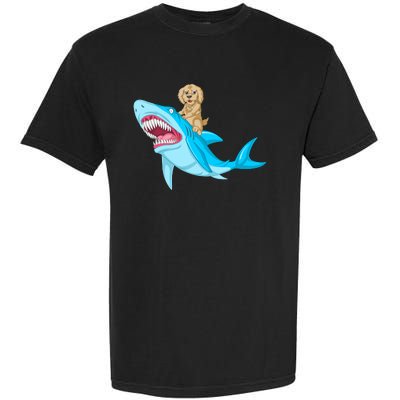 Goldendoodle Riding Shark Garment-Dyed Heavyweight T-Shirt