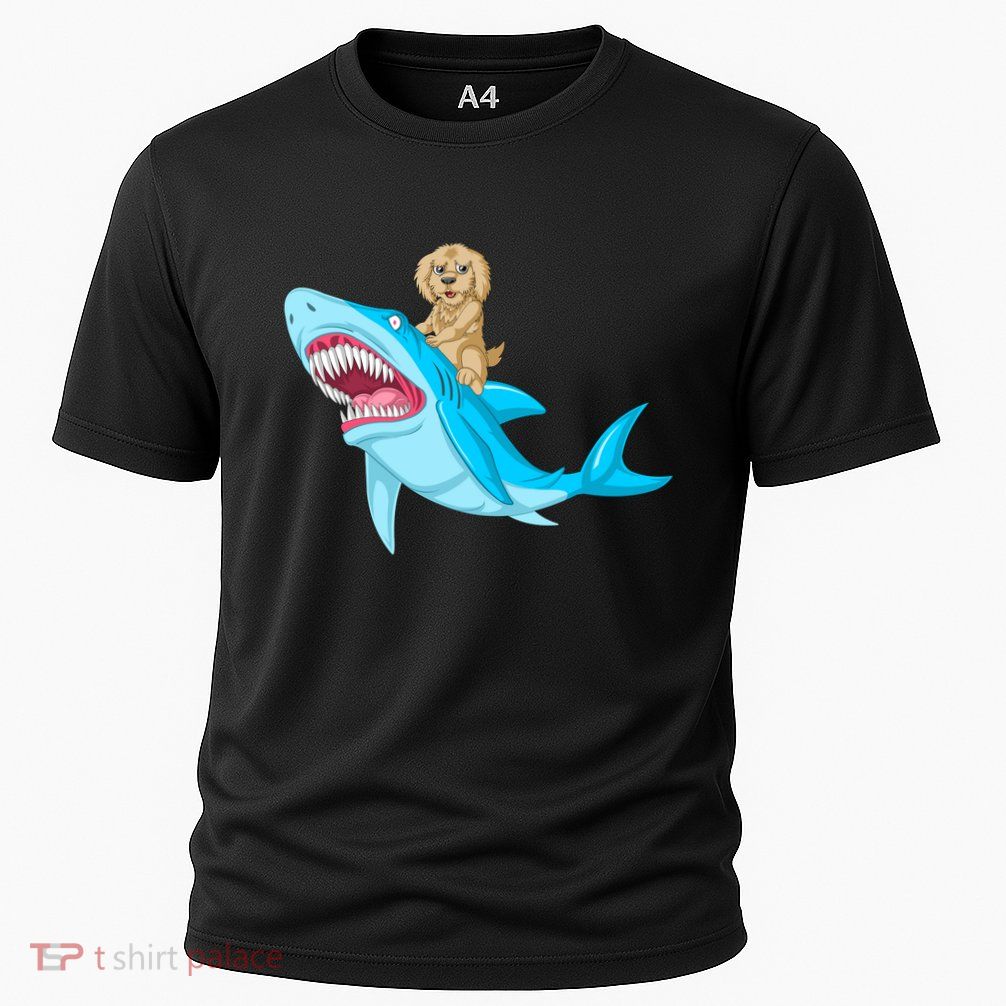 Goldendoodle Riding Shark Performance Shirt