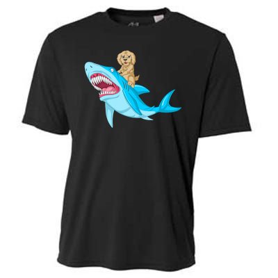 Goldendoodle Riding Shark Cooling Performance Crew T-Shirt