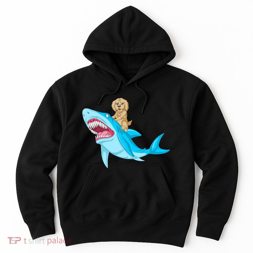 Goldendoodle Riding Shark Hoodie