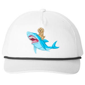 Goldendoodle Riding Shark Snapback Five-Panel Rope Hat