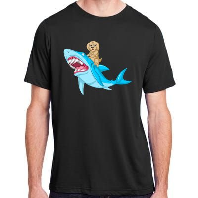 Goldendoodle Riding Shark Adult ChromaSoft Performance T-Shirt