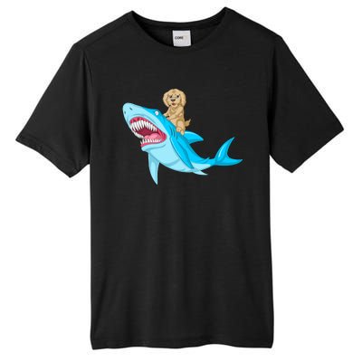 Goldendoodle Riding Shark Tall Fusion ChromaSoft Performance T-Shirt