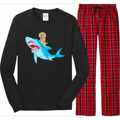 Goldendoodle Riding Shark Long Sleeve Pajama Set