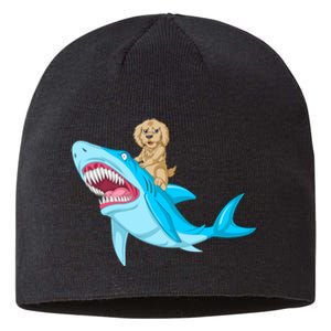 Goldendoodle Riding Shark Sustainable Beanie