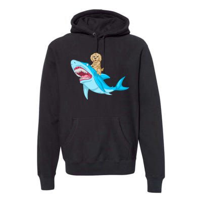 Goldendoodle Riding Shark Premium Hoodie