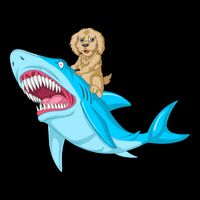 Goldendoodle Riding Shark 16 in Basic Backpack
