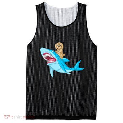 Goldendoodle Riding Shark Mesh Reversible Basketball Jersey Tank