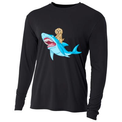 Goldendoodle Riding Shark Cooling Performance Long Sleeve Crew