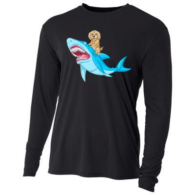 Goldendoodle Riding Shark Cooling Performance Long Sleeve Crew