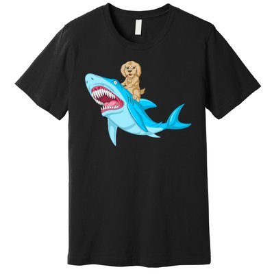 Goldendoodle Riding Shark Premium T-Shirt