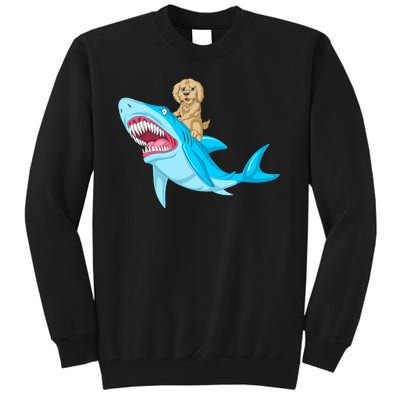 Goldendoodle Riding Shark Tall Sweatshirt