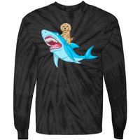 Goldendoodle Riding Shark Tie-Dye Long Sleeve Shirt