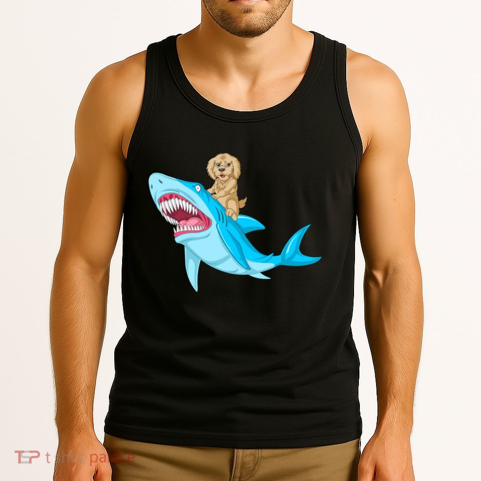 Goldendoodle Riding Shark Tank Top