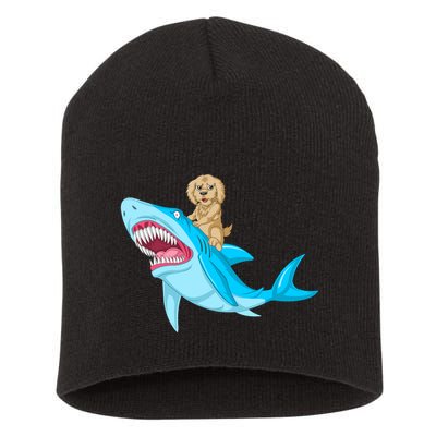 Goldendoodle Riding Shark Short Acrylic Beanie