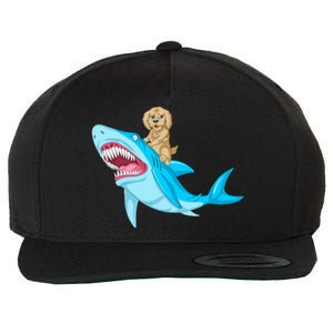 Goldendoodle Riding Shark Wool Snapback Cap