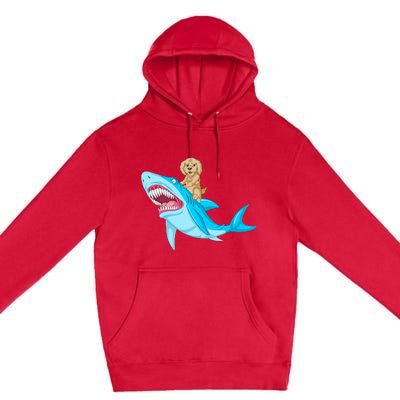 Goldendoodle Riding Shark Premium Pullover Hoodie