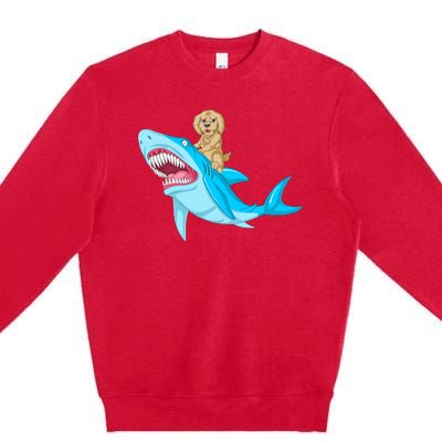 Goldendoodle Riding Shark Premium Crewneck Sweatshirt