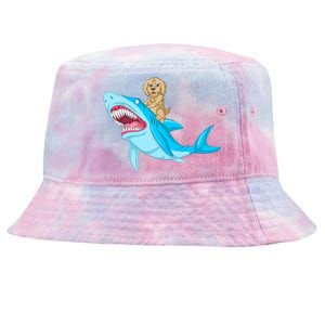 Goldendoodle Riding Shark Tie-Dyed Bucket Hat