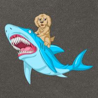 Goldendoodle Riding Shark Cotton Canvas Backpack