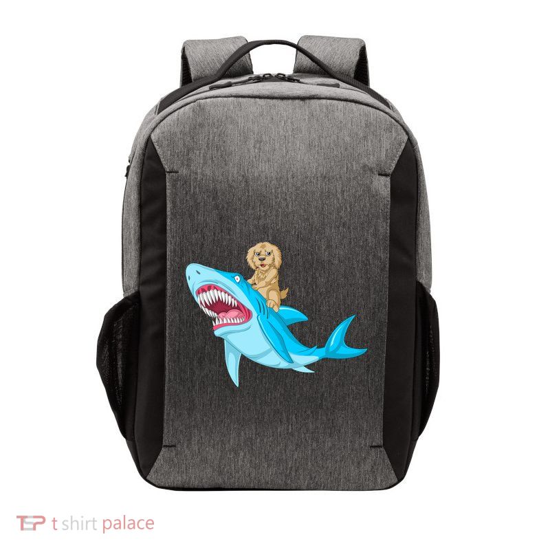 Goldendoodle Riding Shark Vector Backpack