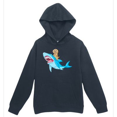 Goldendoodle Riding Shark Urban Pullover Hoodie