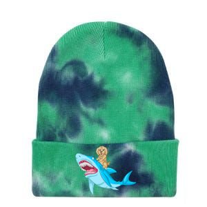 Goldendoodle Riding Shark Tie Dye 12in Knit Beanie