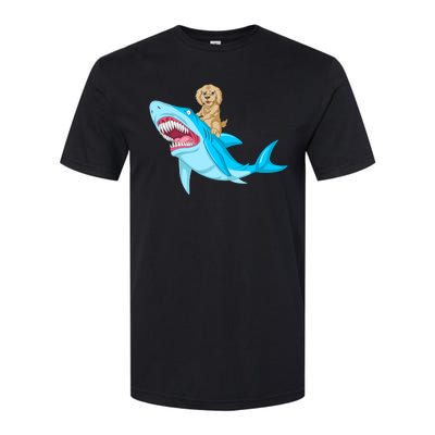 Goldendoodle Riding Shark Softstyle CVC T-Shirt