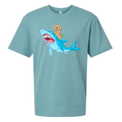 Goldendoodle Riding Shark Sueded Cloud Jersey T-Shirt